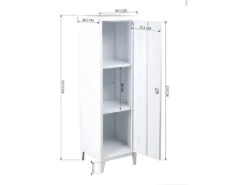 URBAN MEUBLE Armoire Avec 3 Compartiments Intérieurs Pour Bureau Salon Meuble Industriel Armoire Métal Blanc 38*38*137cm -Electroménager Soldes meuble de rangement 13914199