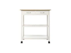 Desserte Imitation Bambou Blanc - Blanc -Electroménager Soldes meuble de rangement 14459407