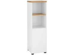 Armoire Avec 1 Porte Et 1 étagère En MDF Blanc Et Chêne