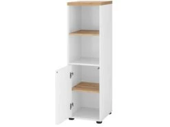 Armoire Avec 1 Porte Et 1 étagère En MDF Blanc Et Chêne -Electroménager Soldes meuble de rangement 15709173