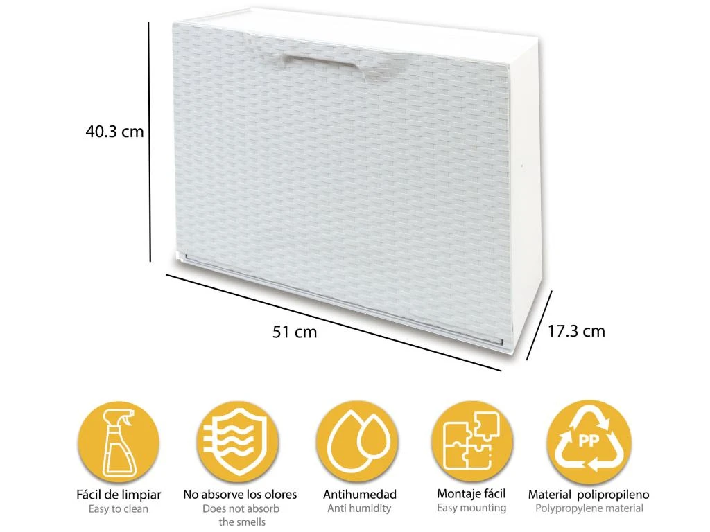 Lot De 2 étagères à Chaussures En Polypropylène Blanc Finition Rattan 4 Lot De 2 étagères à Chaussures En Polypropylène Blanc Finition Rattan – Image 2