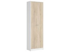Armoire Colonne 1 Porte Ewen Blanc Et Bois