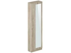 Meuble à Chaussures Avec Miroir Et 1 Porte Coloris Naturel - L. 50 X P. 23 X H. 179 Cm -Electroménager Soldes meuble de rangement 17701543