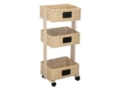 Desserte à Roulettes Avec 3 Paniers Tressés