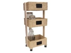 Desserte à Roulettes Avec 3 Paniers Tressés -Electroménager Soldes meuble de rangement 18071219