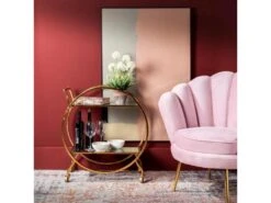 Desserte Ronde Sur Roulettes Verre Miroirs/Métal Or - GOLDY