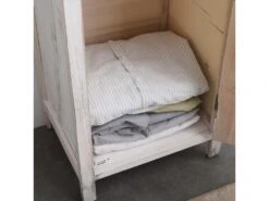 Meuble D'appoint Chevet 1 Port 2 Tiroirs Blanc Shabby 84x37x30 -Electroménager Soldes meuble de rangement 18399821