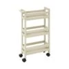 Desserte Roulante 3 Niveaux Beige Lin H 75 Cm Idéale Pour Les Petits Espaces
