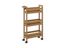 Desserte Roulante 3 Niveaux Marron Malt H 75 Cm Idéale Pour Les Petits Espaces