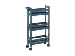 Desserte Roulante 3 Niveaux Bleu Pétrole H 75 Cm Idéale Pour Les Petits Espaces