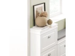 Meuble De Rangement à Chaussures Armoire à Chaussures Commode à Chaussures 2 Abattants, FSR78-W -Electroménager Soldes meuble de rangement 19207137