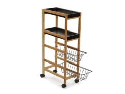 Desserte De Cuisine Zenica, 83 X 22 X 40 Cm, Bois, Marron Et Noir -Electroménager Soldes meuble de rangement 19441117