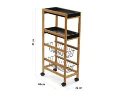 Desserte De Cuisine Zenica, 83 X 22 X 40 Cm, Bois, Marron Et Noir -Electroménager Soldes meuble de rangement 19441123