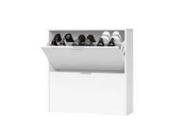 Meuble à Chaussures 2 Abattants Blanc - TANO - L 75 X L 22 X H 76 Cm -Electroménager Soldes meuble de rangement 19722553