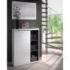 Meuble à Chaussure 1 Porte Gris Anthracite/Blanc Brillant - ADORA - L 79 X L 25 X H 108 Cm