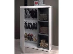 Meuble à Chaussure 1 Porte Gris Anthracite/Blanc Brillant - ADORA - L 79 X L 25 X H 108 Cm -Electroménager Soldes meuble de rangement 19722657