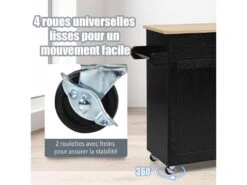 Desserte De Cusine, Bîlot De Cuisine à Roulettes Etagère Réglable Sur 3 Niveaux Noir -Electroménager Soldes meuble de rangement 20128127