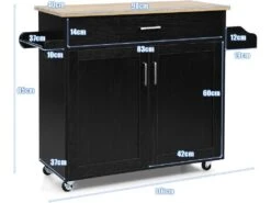 Desserte De Cusine, Bîlot De Cuisine à Roulettes Etagère Réglable Sur 3 Niveaux Noir -Electroménager Soldes meuble de rangement 20128131