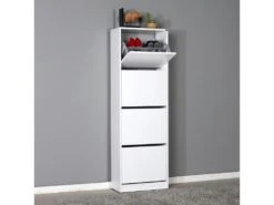 Meuble à Chaussures, 100% Panneau De Particules Mélaminé, Coloris Blanc -Electroménager Soldes meuble de rangement 20894155