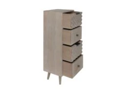 Commode Étroite à 4 Tiroirs En Bois Naturel Marron Polyvalente -Electroménager Soldes meuble de rangement 21224835
