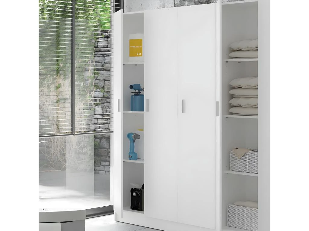 Armoire 1 Porte - Blanc - MULA - L 37 X L 37x H 180 3 Armoire 1 Porte - Blanc - MULA - L 37 X L 37x H 180