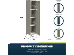 Armoire 1 Porte En Métal Taupe -Electroménager Soldes meuble de rangement 21515473