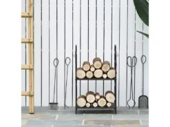 Serviteur De Cheminée Porte-bûches DEER Noir -Electroménager Soldes meuble de rangement 21988819