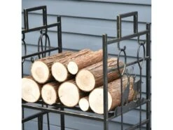 Serviteur De Cheminée Porte-bûches DEER Noir -Electroménager Soldes meuble de rangement 21988821