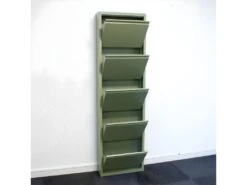 Pisa Armoire à Chaussures à 15 Rabats/portes En Métal, Vert. Livré Entièrement Monté. -Electroménager Soldes meuble de rangement 22042481