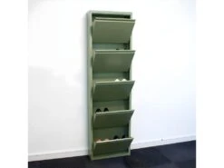 Pisa Armoire à Chaussures à 15 Rabats/portes En Métal, Vert. Livré Entièrement Monté. -Electroménager Soldes meuble de rangement 22042491