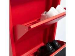 Pisa Armoire à Chaussures à 10 Rabats/portes En Métal, Rouge. Livré Entièrement Monté. -Electroménager Soldes meuble de rangement 22042627