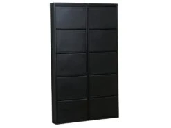 Pisa Armoire à Chaussures Avec 10 Casiers/portes En Métal Noir. Livrée Entièrement Montée.