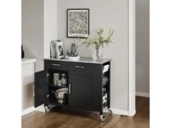 Desserte Roulante Chariot De Buffet Multifonctionnel Avec Etagère Latérale, Fkw108-sch -Electroménager Soldes meuble de rangement 22051263