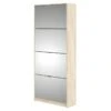 Shane Armoire à Chaussures, 4 Casiers, 2R, Avec Miroir, Finition Chêne Structuré. -Electroménager Soldes meuble de rangement 22081479
