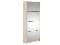Shane Armoire à Chaussures, 4 Casiers, 2R, Avec Miroir, Finition Chêne Structuré. -Electroménager Soldes meuble de rangement 22081485