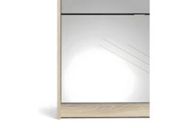 Shane Armoire à Chaussures, 4 Casiers, 2R, Avec Miroir, Finition Chêne Structuré. -Electroménager Soldes meuble de rangement 22081487