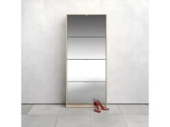 Shane Armoire à Chaussures, 4 Casiers, 2R, Avec Miroir, Finition Chêne Structuré. -Electroménager Soldes meuble de rangement 22081489
