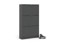 Shane Armoire à Chaussures, 3 Portes, Pliantes 2R, Gris Mat. -Electroménager Soldes meuble de rangement 22081547