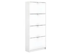 Shane Armoire à Chaussures, 4 Casiers, 2R, Blanc. -Electroménager Soldes meuble de rangement 22081571