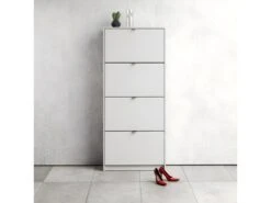 Shane Armoire à Chaussures, 4 Casiers, 2R, Blanc. -Electroménager Soldes meuble de rangement 22081577