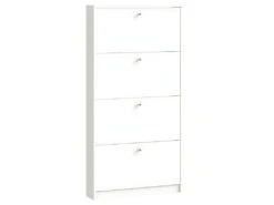 Escape Armoire à Chaussures Avec 4 Abattants, Largeur 75 Cm, Hauteur 148 Cm, Blanc.