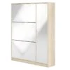Shane Armoire à Chaussures, 3 Casiers, 2R, 1 Porte, Finition Chêne Structuré, Blanc Brillant. -Electroménager Soldes meuble de rangement 22081673