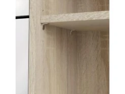 Shane Armoire à Chaussures, 3 Casiers, 2R, 1 Porte, Finition Chêne Structuré, Blanc Brillant. -Electroménager Soldes meuble de rangement 22081683