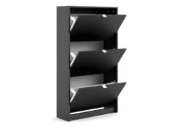 Shane Armoire à Chaussures, 3 Casiers, 2R, Noir Mat. -Electroménager Soldes meuble de rangement 22081693