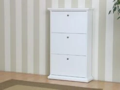 Venedig Armoire à Chaussures Avec 3 Casiers Blancs. -Electroménager Soldes meuble de rangement 22081815