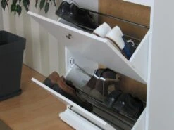 Venedig Armoire à Chaussures Avec 3 Casiers Blancs. -Electroménager Soldes meuble de rangement 22081821