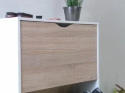 Napoli Armoire à Chaussures Avec 6 Casier En Blanc Et Finition Chêne. -Electroménager Soldes meuble de rangement 22081861