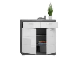 Scout Meuble à Chaussures 2 Portes, 2 Tiroirs Gris. -Electroménager Soldes meuble de rangement 22155477