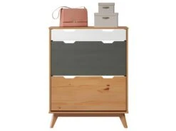 Scandik Meuble à Chaussures 2 Claquement De Porte, 1 Tiroir Miel,blanc,gris. -Electroménager Soldes meuble de rangement 22155521