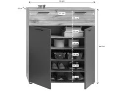 Mason Meuble à Chaussures 2 Portes, 1 Tiroir Chêne Décor. -Electroménager Soldes meuble de rangement 22155567